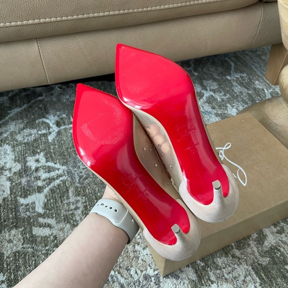 Christian Louboutin Beige Studded Heels - Picture 5 of 8